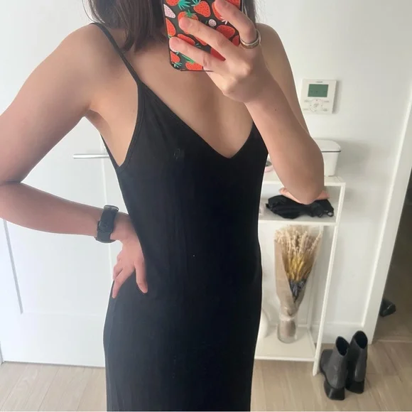 Reformation Black Knit Midi Slip Dress - Picture 3 of 7